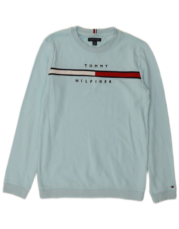 Tommy Hilfiger Boys Graphic Sweatshirt Jumper 12-13 Years Large Blue Cotton