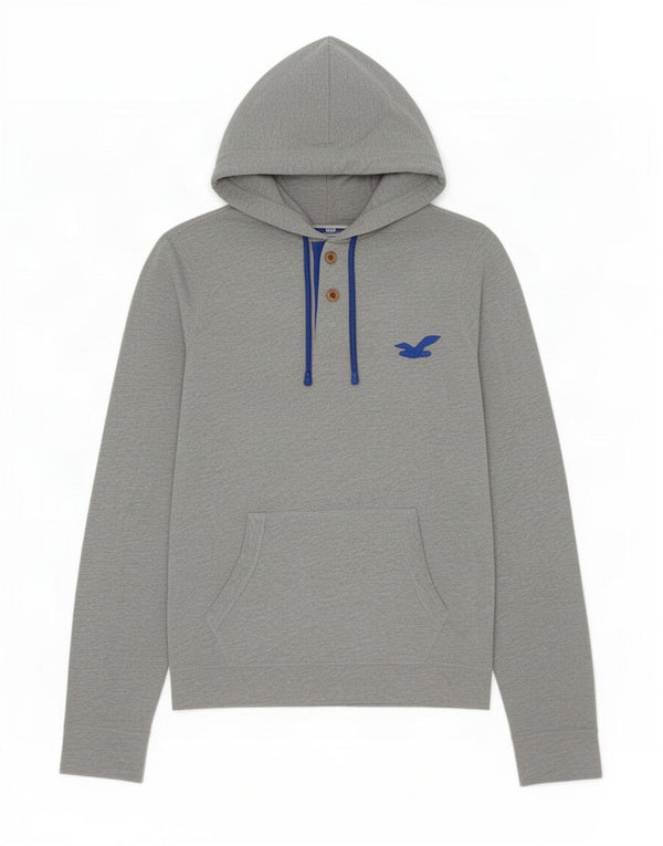 Hollister Mens Hoodie Jumper Small Grey Flecked Cotton