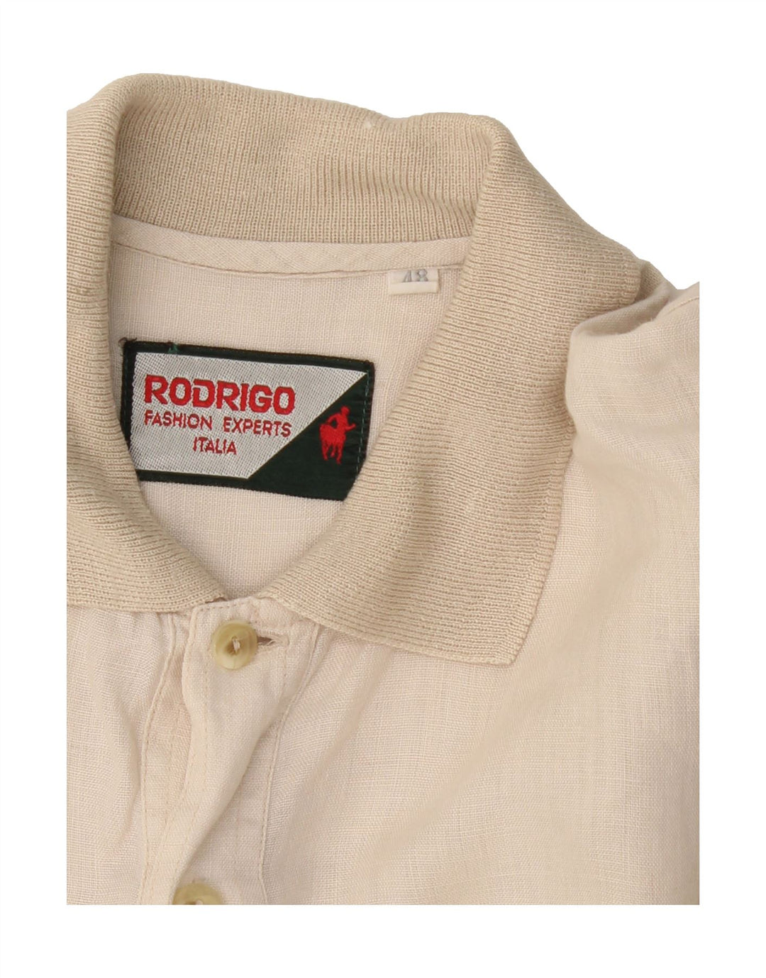 RODRIGO Mens Short Sleeve Pullover Shirt IT 48 Medium Beige Vintage Rodrigo and Second-Hand Rodrigo from Messina Hembry 