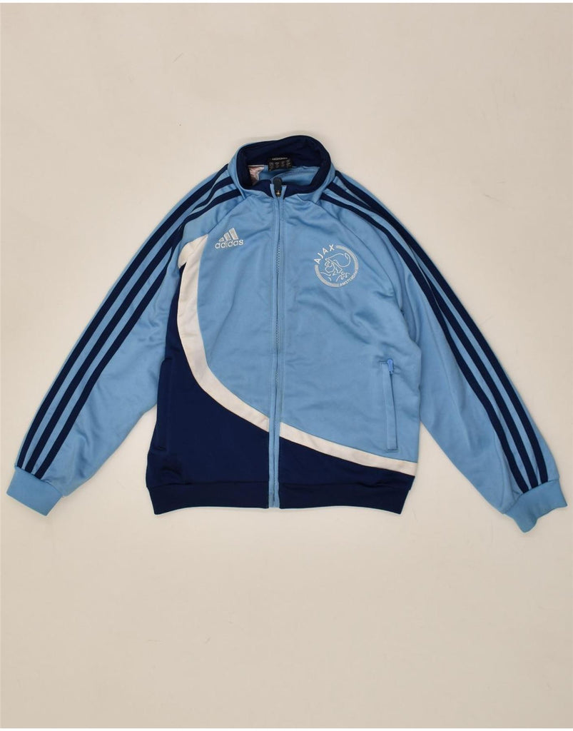 ADIDAS Boys Ajax Graphic Tracksuit Top Jacket 7-8 Years Blue Colourblock | Vintage Adidas | Thrift | Second-Hand Adidas | Used Clothing | Messina Hembry 