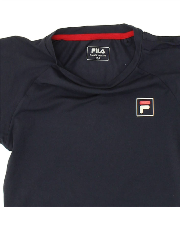 FILA Boys Graphic T-Shirt Top 9-10 Years Navy Blue Polyester Vintage Fila and Second-Hand Fila from Messina Hembry 