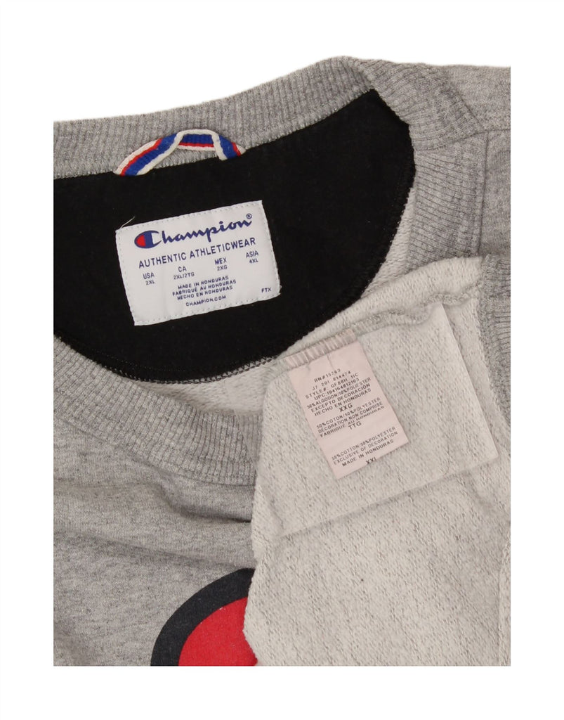 CHAMPION Mens Graphic Sweatshirt Jumper 2XL Grey Cotton Vintage Champion and Second-Hand Champion from Messina Hembry 
