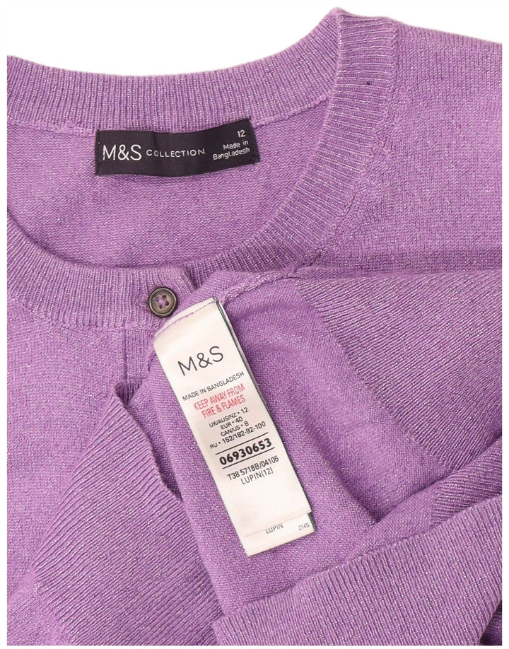 Marks & Spencer Womens Cardigan Sweater UK 12 Medium Purple Viscose