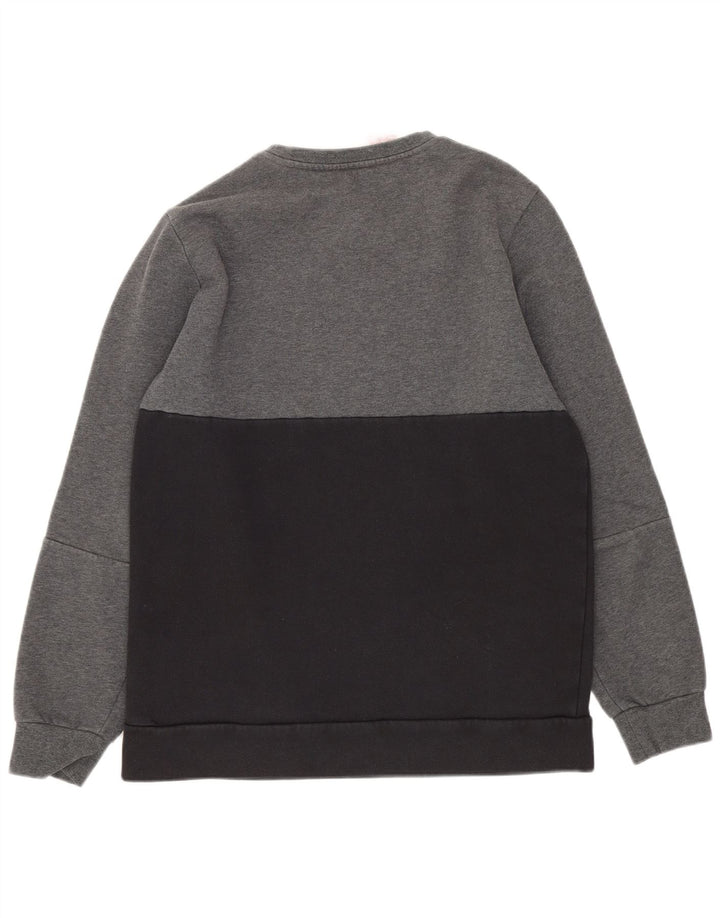 Adidas Boys Graphic Sweatshirt Jumper 12-13 Years Grey Colourblock Cotton