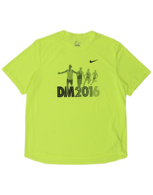 Nike Mens Dri Fit Graphic T-Shirt Top Large Green Polyester