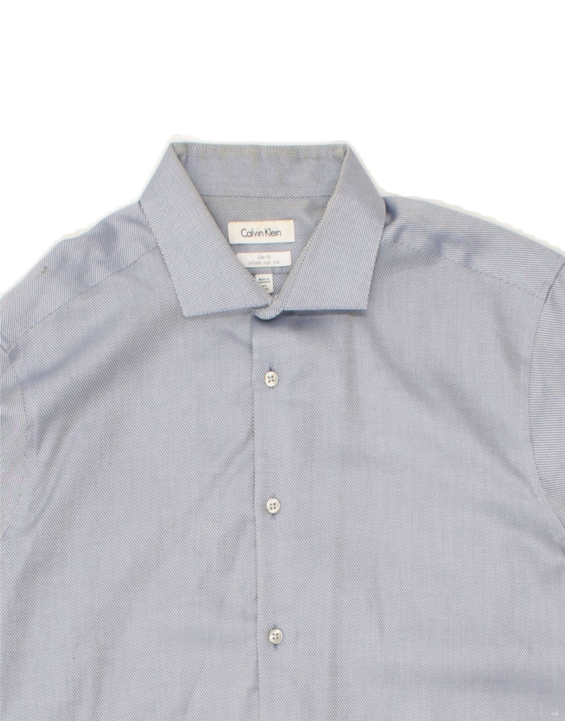 CALVIN KLEIN Mens Slim Fit Shirt Size 16 1/2 Large Blue Cotton | Vintage Calvin Klein | Thrift | Second-Hand Calvin Klein | Used Clothing | Messina Hembry 