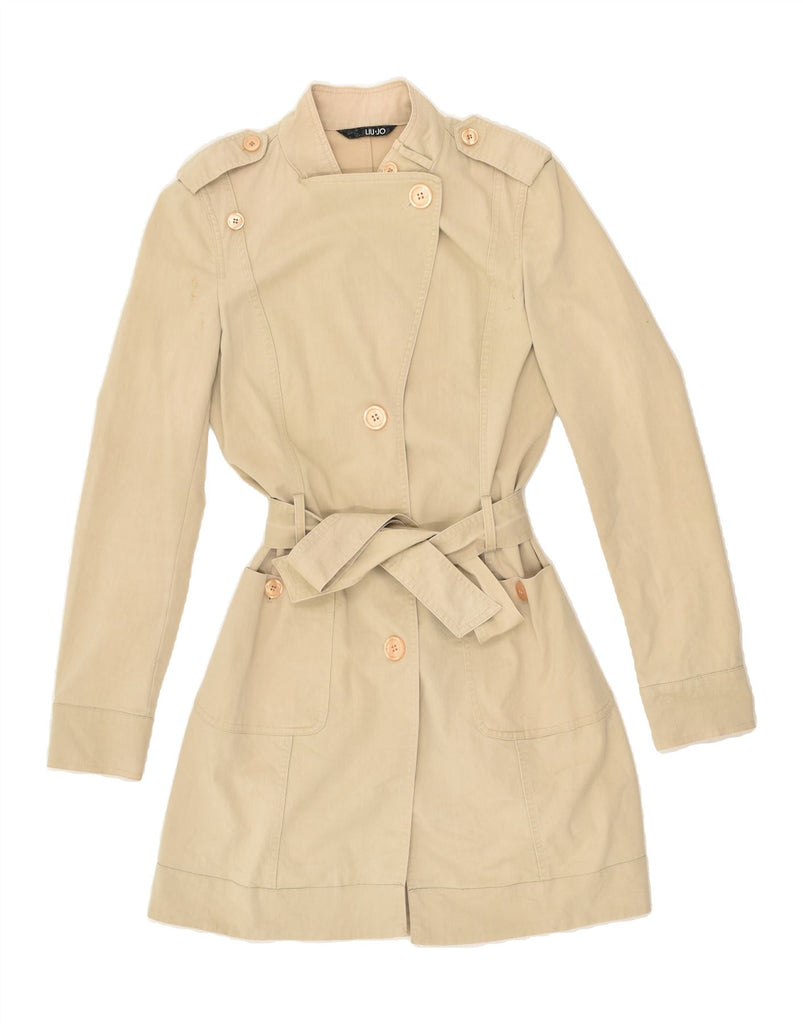 LIU JO Womens Trench Coat IT 42 Medium Beige Cotton | Vintage Liu Jo | Thrift | Second-Hand Liu Jo | Used Clothing | Messina Hembry 