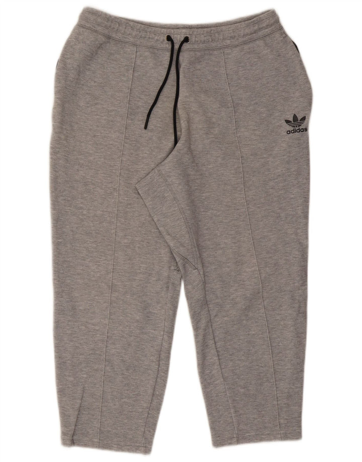 Adidas Mens Capri Tracksuit Trousers Medium Grey Flecked Cotton