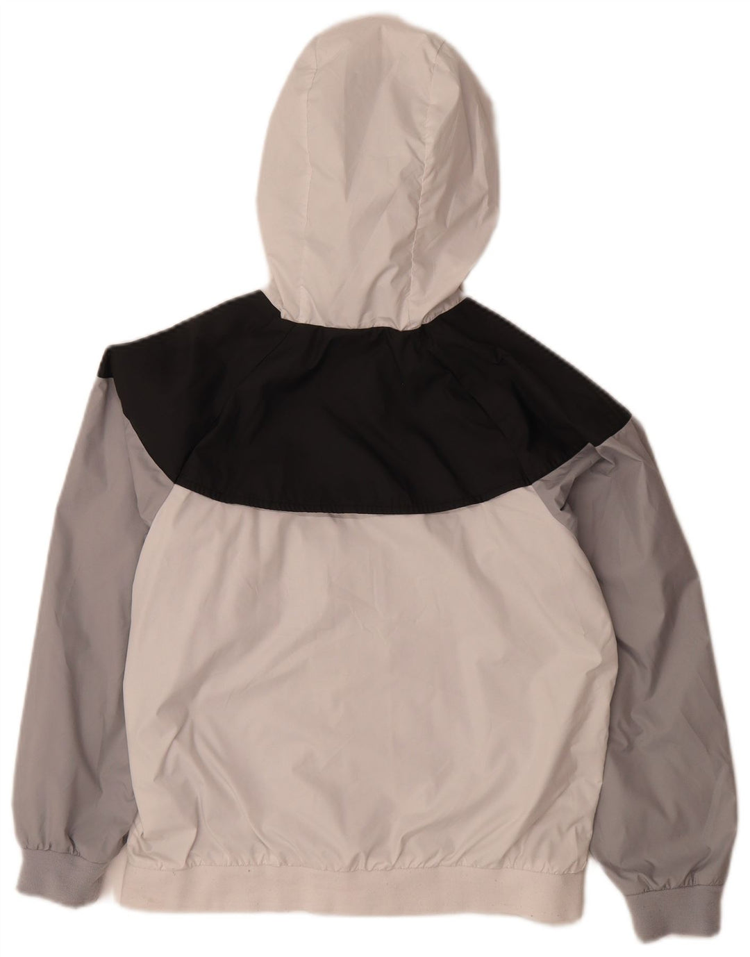 Nike Boys Hooded Rain Jacket 12-13 Years Large White Colourblock Polyester