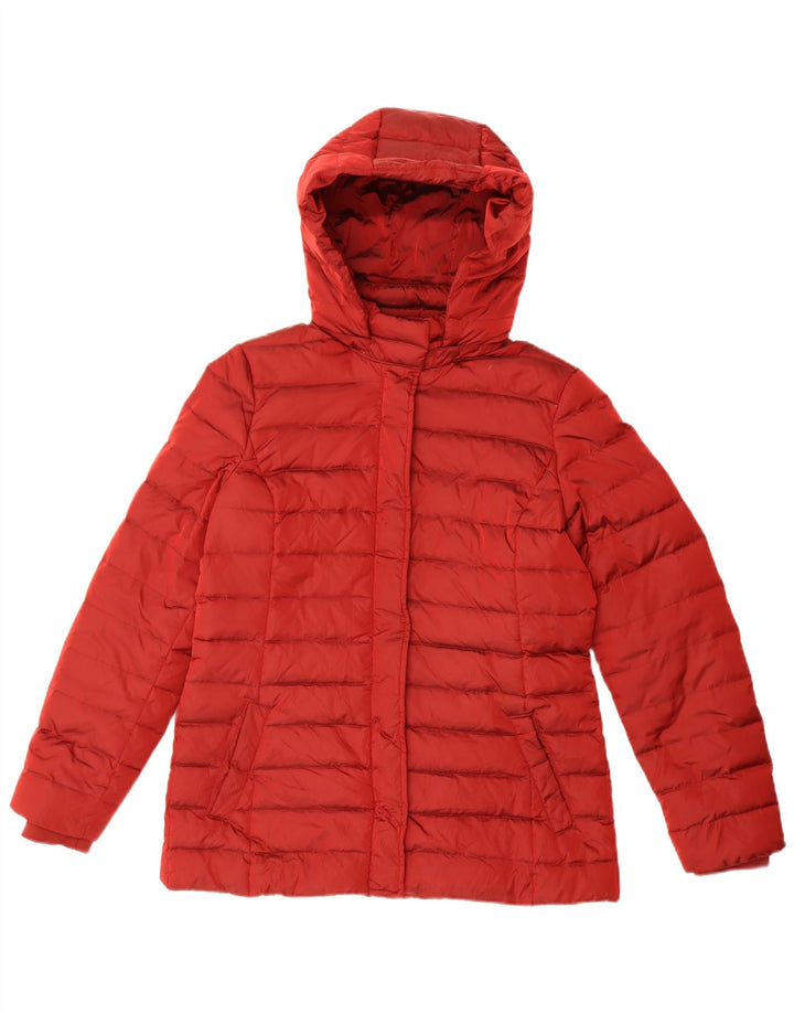 Sisley Womens Hooded Padded Jacket UK 12 Medium Red