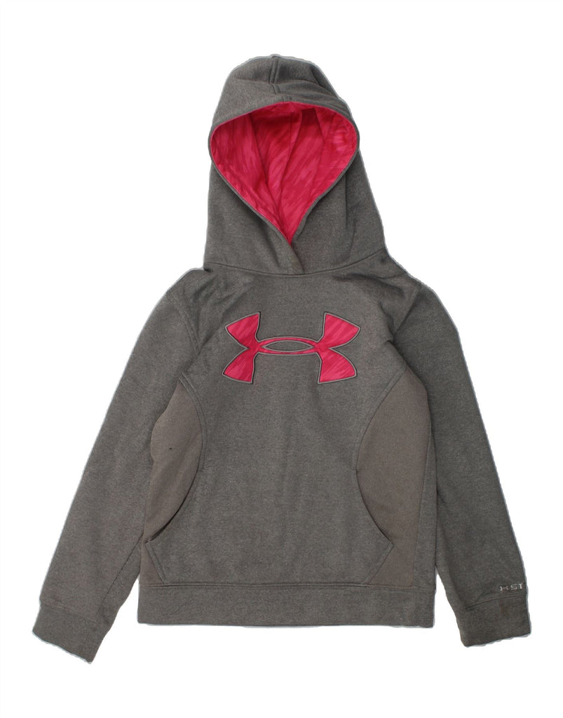 UNDER ARMOUR Girls Graphic Hoodie Jumper 13-14 Years Grey Polyester | Vintage Under Armour | Thrift | Second-Hand Under Armour | Used Clothing | Messina Hembry 