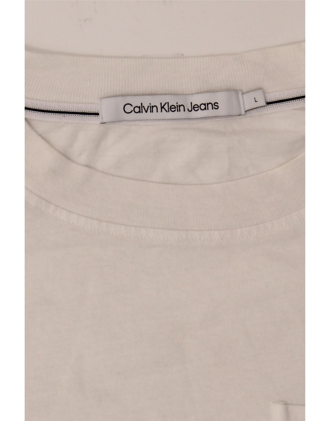 CALVIN KLEIN JEANS Mens T-Shirt Top Large White Cotton Vintage Calvin Klein Jeans and Second-Hand Calvin Klein Jeans from Messina Hembry 