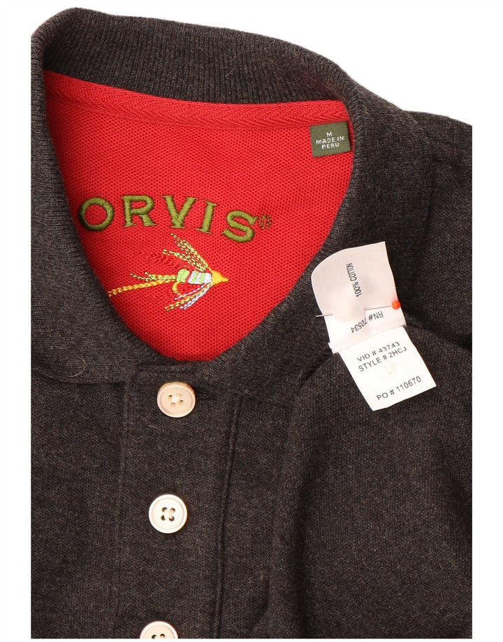 Orvis Mens Polo Shirt Medium Grey Flecked Cotton