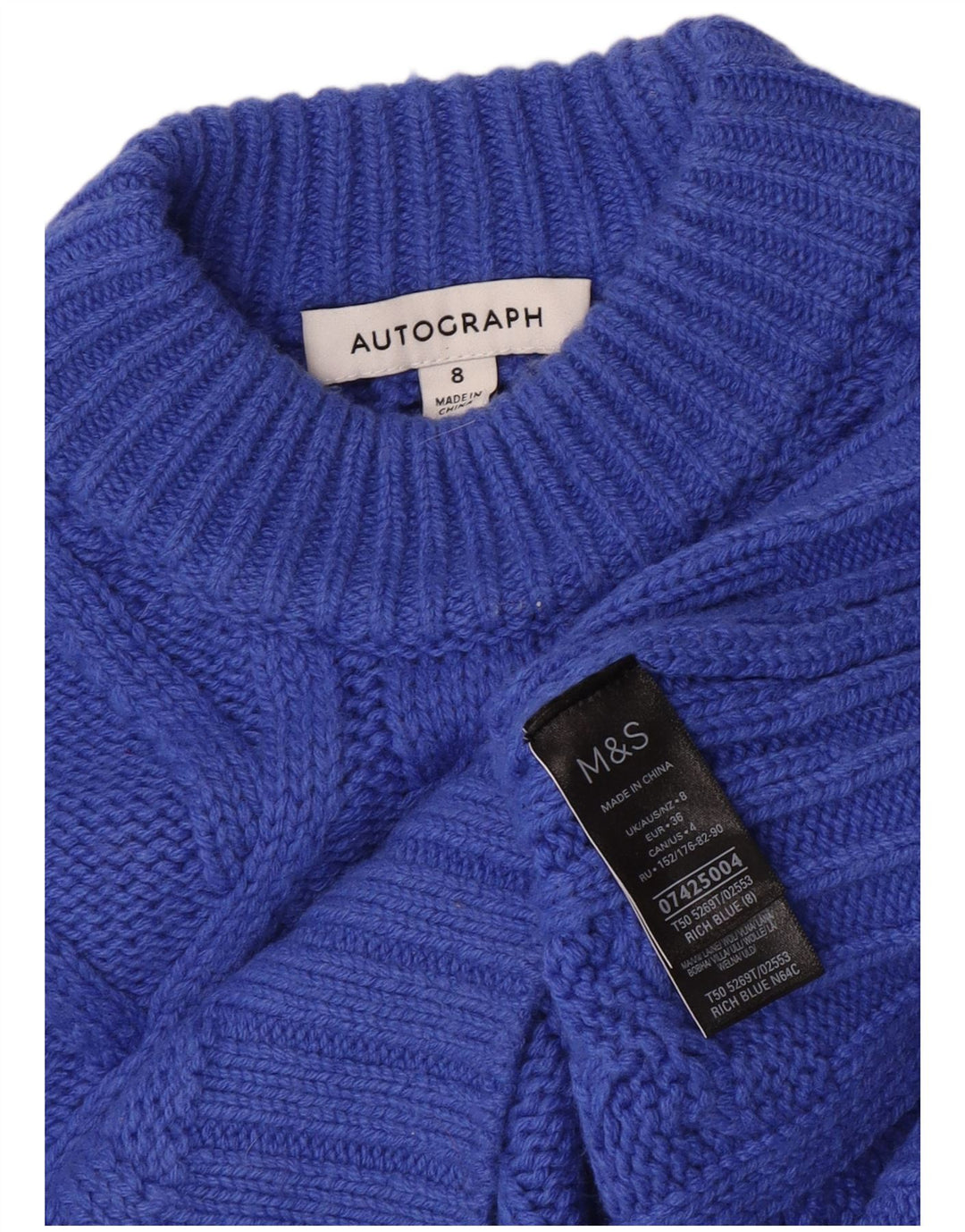 Marks & Spencer Womens Autograph Turtle Neck Jumper Sweater UK 8 Small Blue