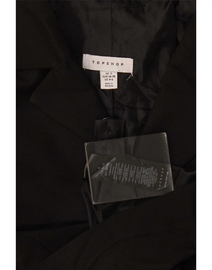 Topshop Womens Oversized 3 Button Blazer Jacket UK 10 Small Black Polyester