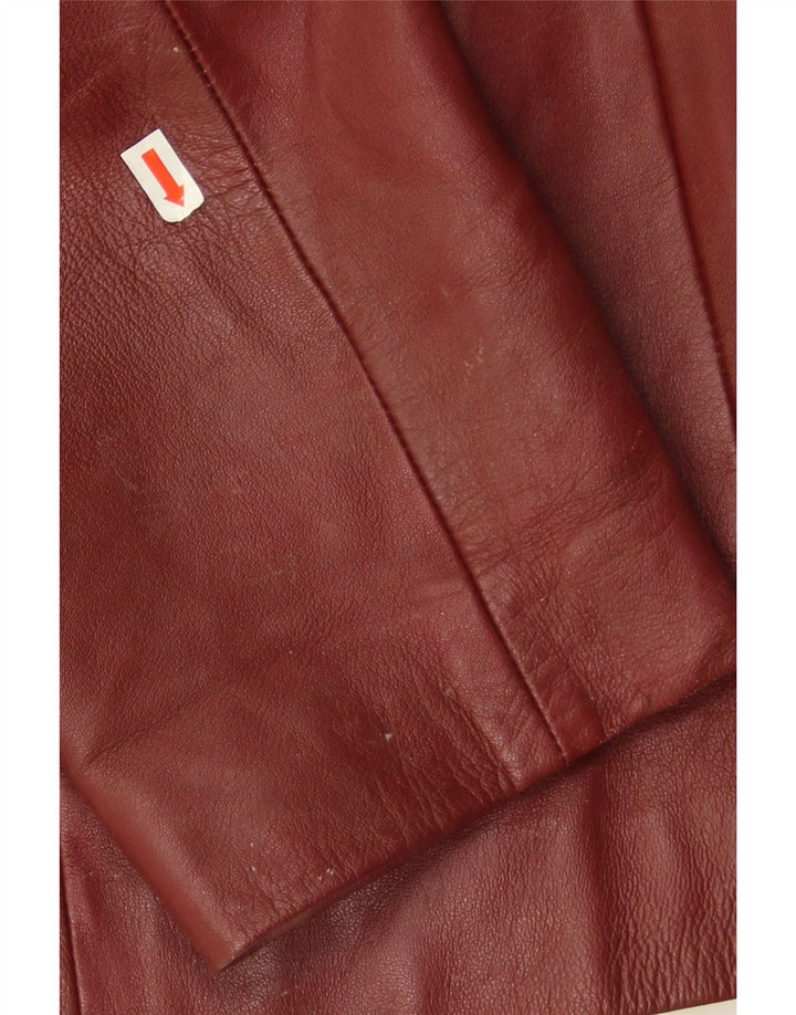 Conbipel Womens 3 Button Leather Blazer Jacket IT 46 Large Burgundy Leather