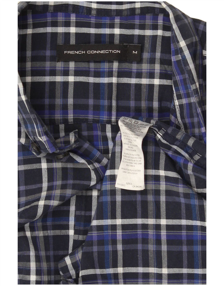 French Connection Mens Shirt Medium Navy Blue Check Cotton