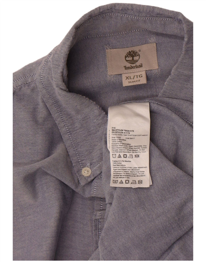 Timberland Mens Slim Fit Shirt XL Blue Cotton