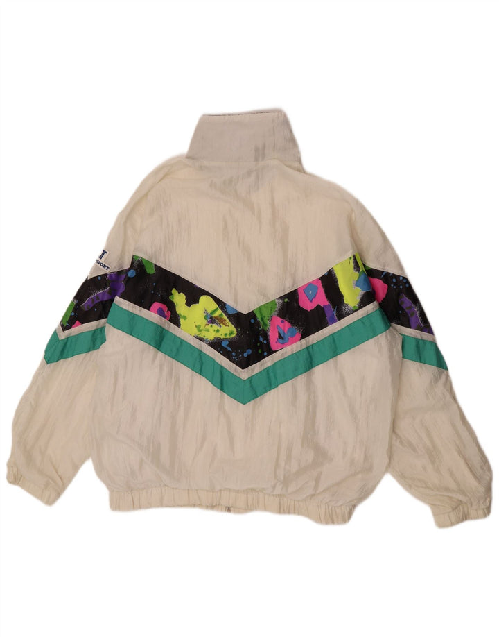 Vintage Womens Oversized Tracksuit Top Jacket EU 46 XL White Colourblock