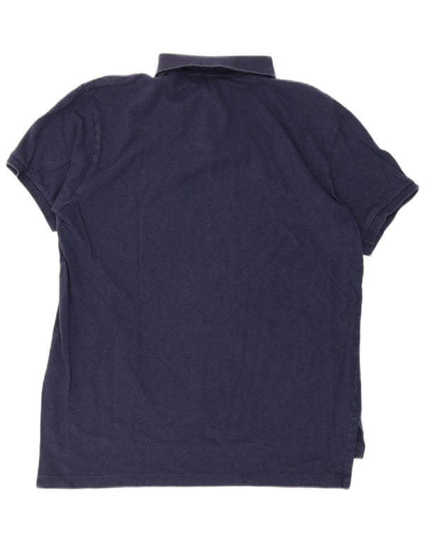 POLO RALPH LAUREN Mens Custom Fit Polo Shirt Large Navy Blue Cotton