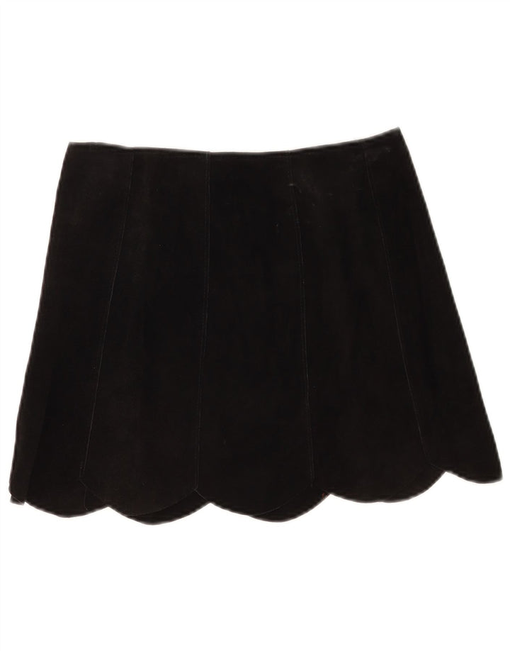 Vintage Womens Suede Skirt Small W26 Black Leather
