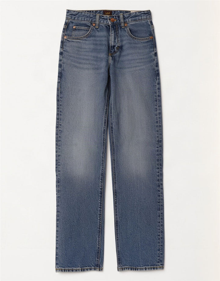 Lee Womens Rider Classic Straight Jeans W26 L30 Blue Cotton