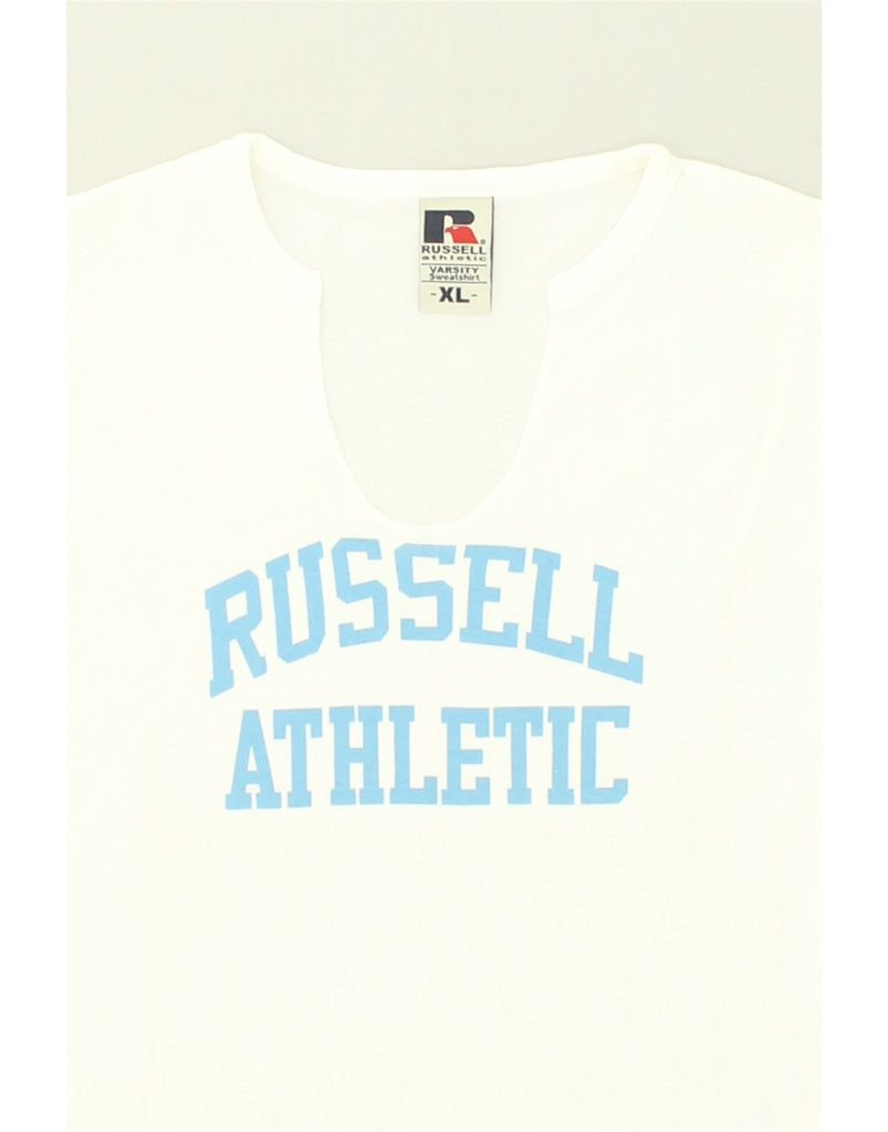 RUSSELL ATHLETIC Girls Graphic T-Shirt Top 15-16 Years XL White | Vintage Russell Athletic | Thrift | Second-Hand Russell Athletic | Used Clothing | Messina Hembry 