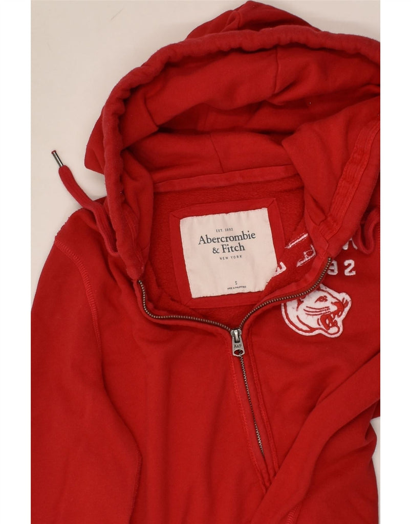 ABERCROMBIE & FITCH Womens Graphic Zip Hoodie Sweater UK 10 Small Red | Vintage Abercrombie & Fitch | Thrift | Second-Hand Abercrombie & Fitch | Used Clothing | Messina Hembry 