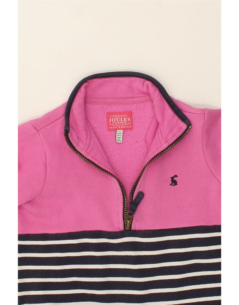 JOULES Girls Zip Neck Sweatshirt Jumper 5-6 Years Pink Colourblock Cotton | Vintage Joules | Thrift | Second-Hand Joules | Used Clothing | Messina Hembry 