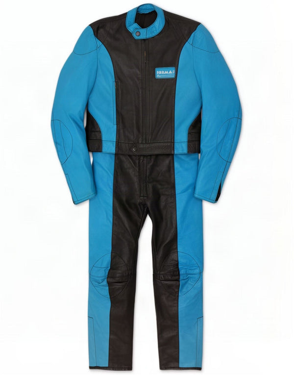 Vintage Mens Motorbike 2 Piece Set IT 50 Large W30 L28 Blue Colourblock