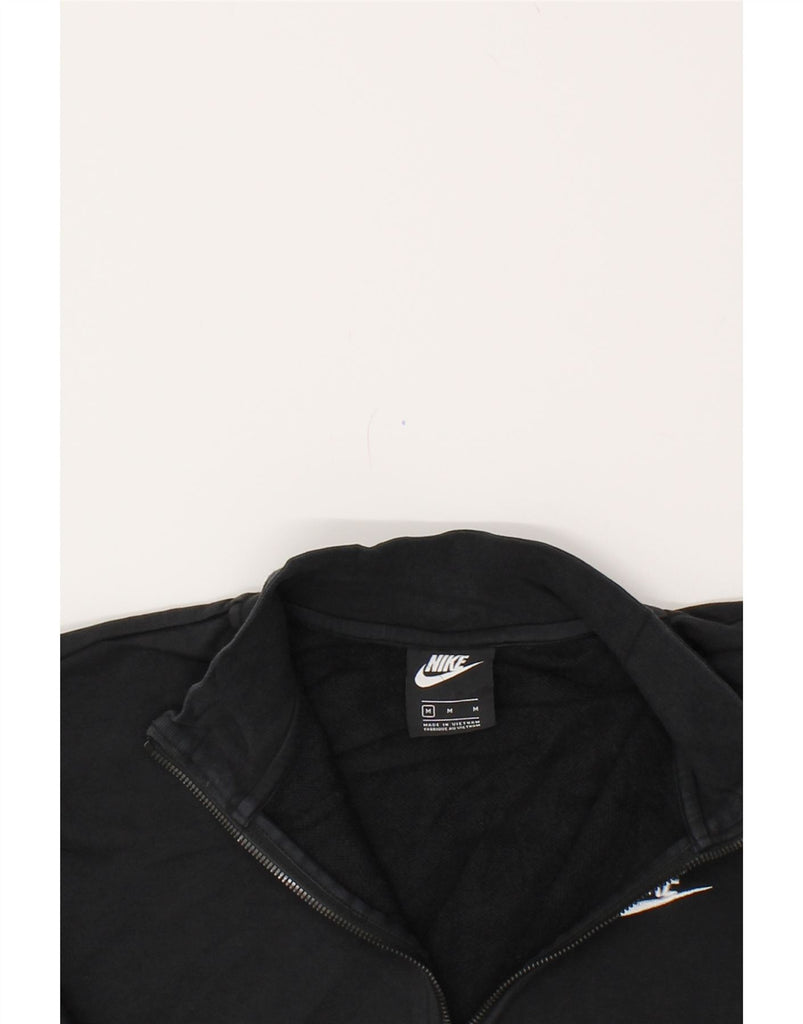 NIKE Womens Crop Zip Neck Sweatshirt Jumper UK 14 Medium Black | Vintage Nike | Thrift | Second-Hand Nike | Used Clothing | Messina Hembry 