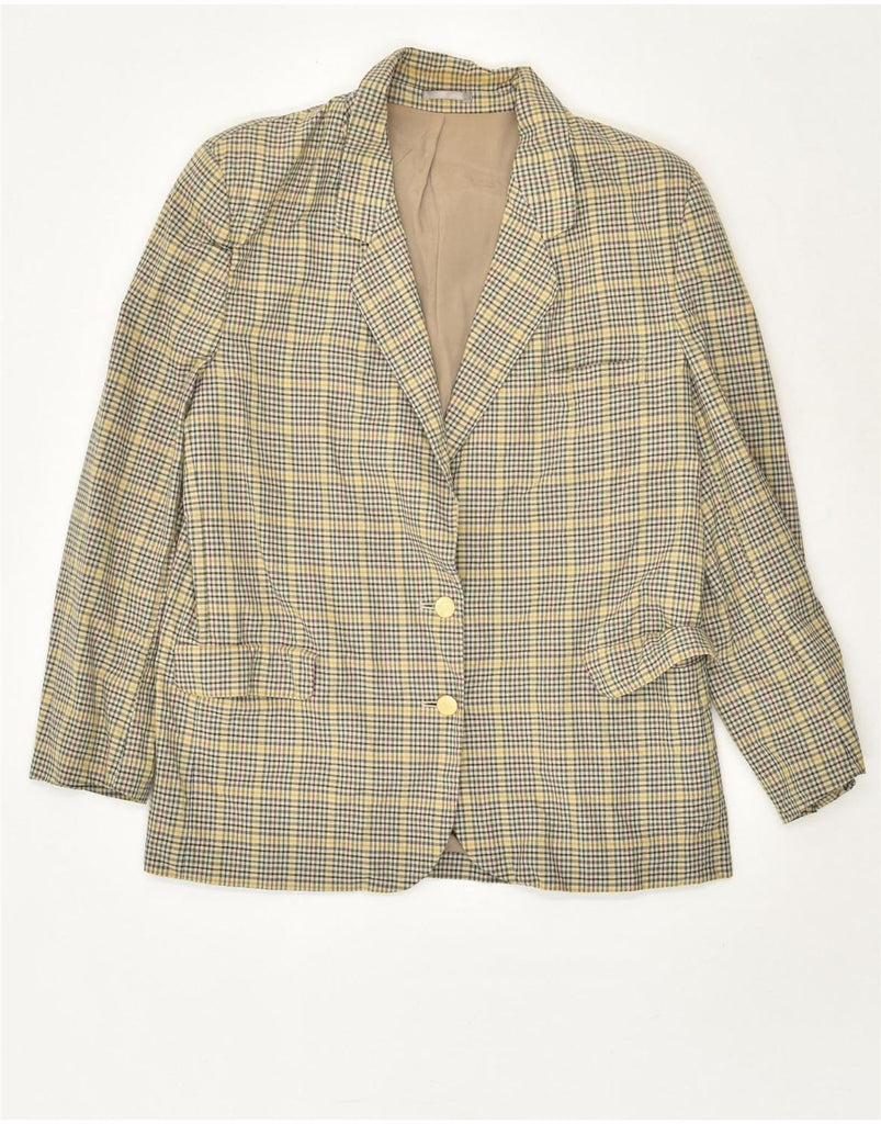 BURBERRY Womens 2 Button Blazer Jacket UK 16 Large Yellow Check Cotton | Vintage Burberry | Thrift | Second-Hand Burberry | Used Clothing | Messina Hembry 