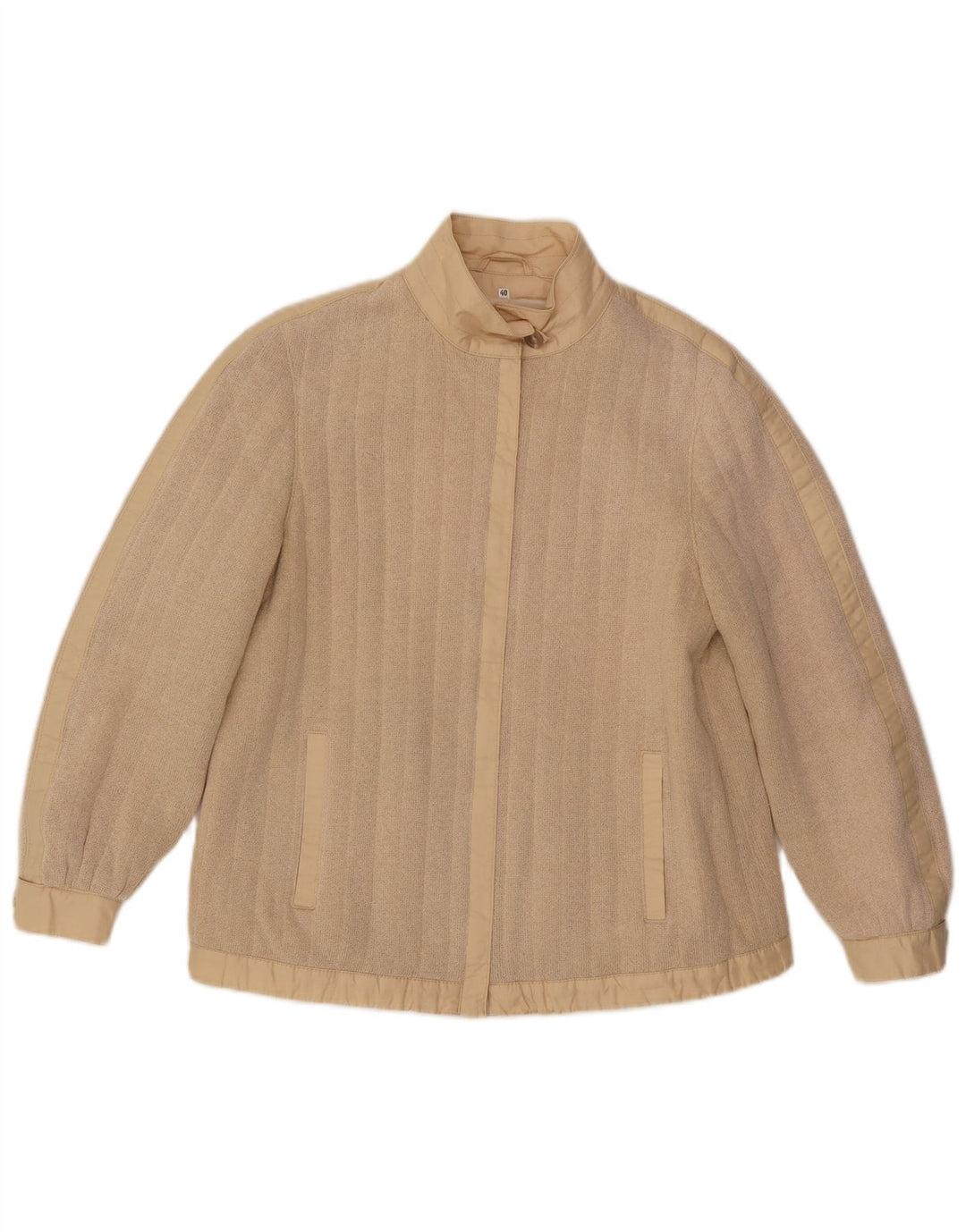 Vintage Womens Knit Bomber Jacket EU 40 Medium Beige