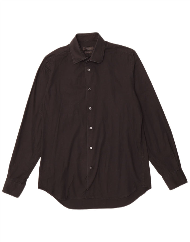 CALVIN KLEIN Mens Slim Fit Shirt Size 41 Large Black Cotton