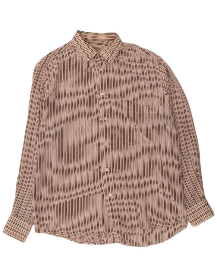 Pancaldi & B Mens Shirt Large Multicoloured Striped Silk