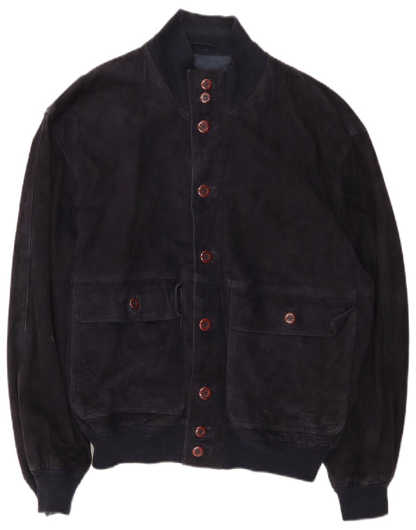 Vintage Mens Bomber Jacket IT 50 Large Navy Blue