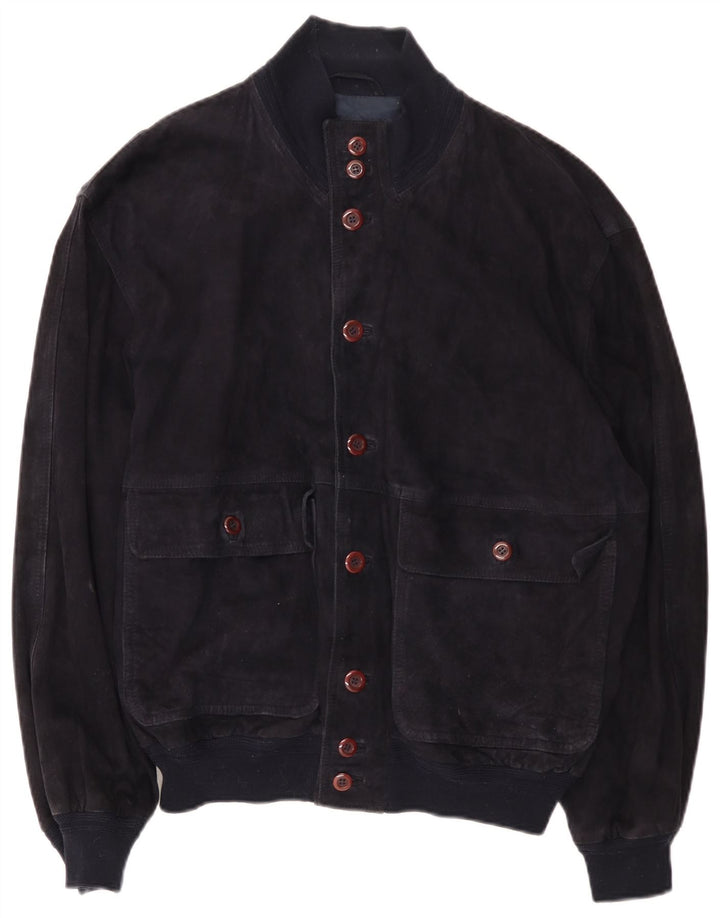 Vintage Mens Bomber Jacket IT 50 Large Navy Blue