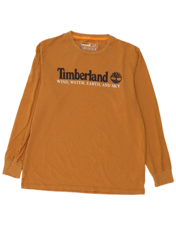 Timberland Mens Regular Fit Graphic Top Long Sleeve Large Brown Cotton