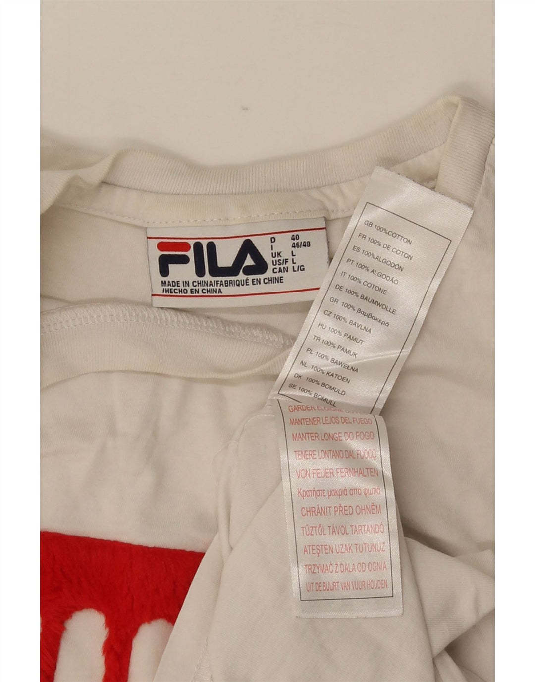 Fila Mens Graphic T-Shirt Top Large White Cotton