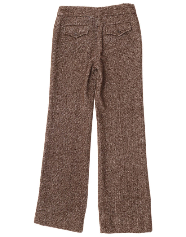Zara Womens Straight Chino Trousers EU 36 XS W26 L33 Brown Flecked Wool