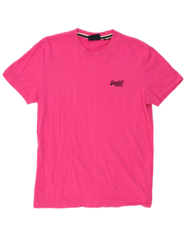 Superdry Mens T-Shirt Top Large Pink Cotton