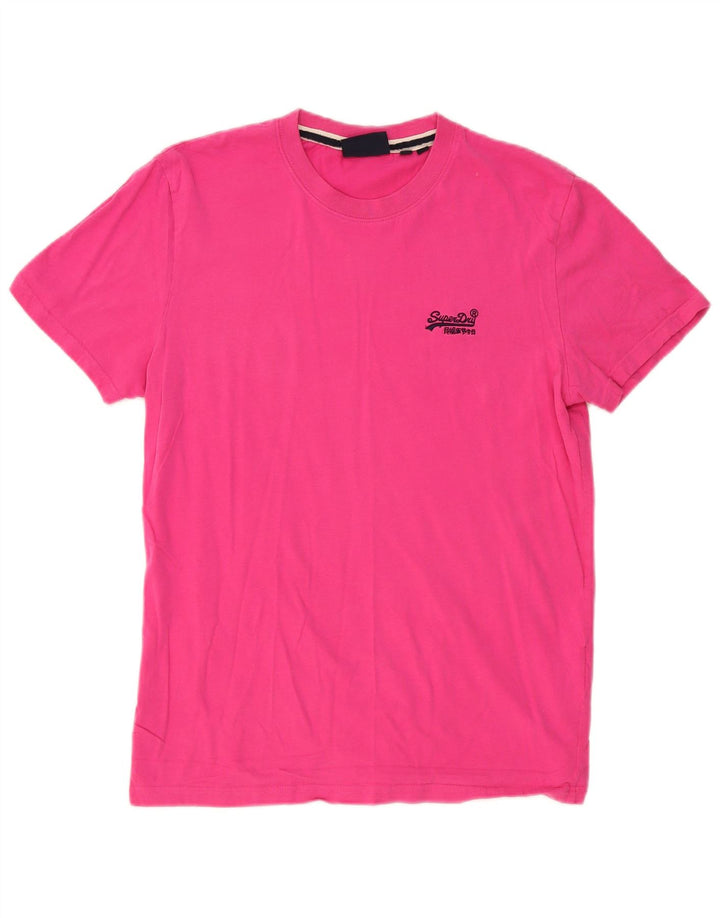 Superdry Mens T-Shirt Top Large Pink Cotton