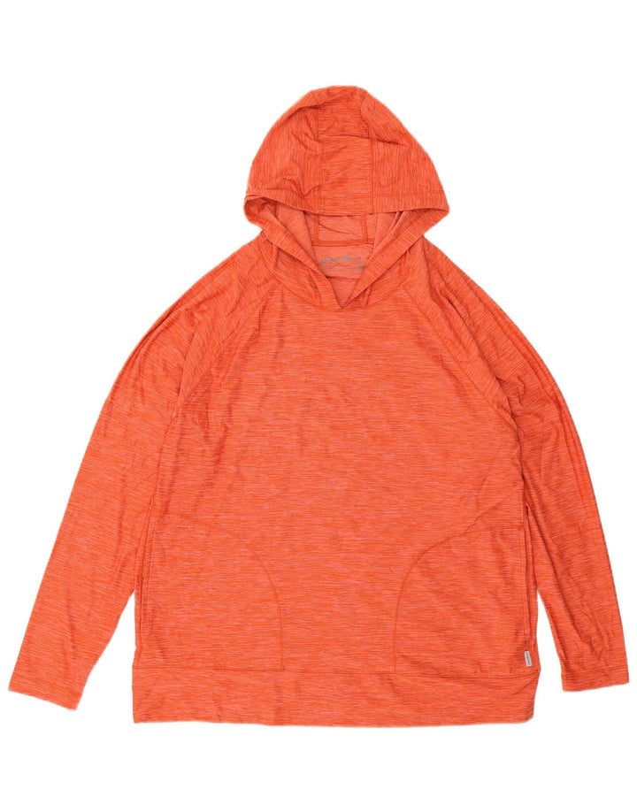 Eddie Bauer Womens Hoodie Jumper UK 16 Large Orange Flecked Polyester