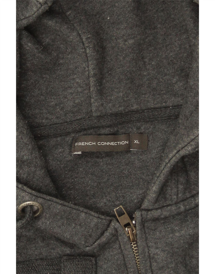 French Connection Mens Zip Hoodie Sweater XL Grey Cotton