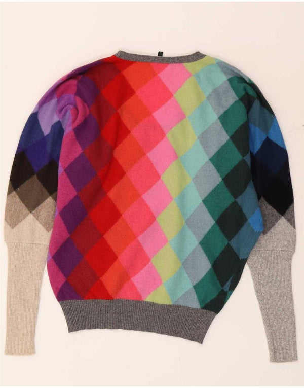 Benetton Womens Boat Neck Jumper Sweater UK 10 Small Multicoloured