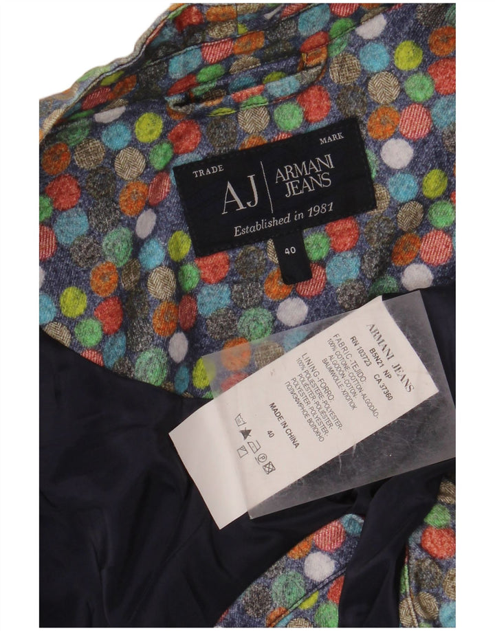 ARMANI JEANS Womens Blazer Jacket IT 40 Small Multicoloured Polka Dot