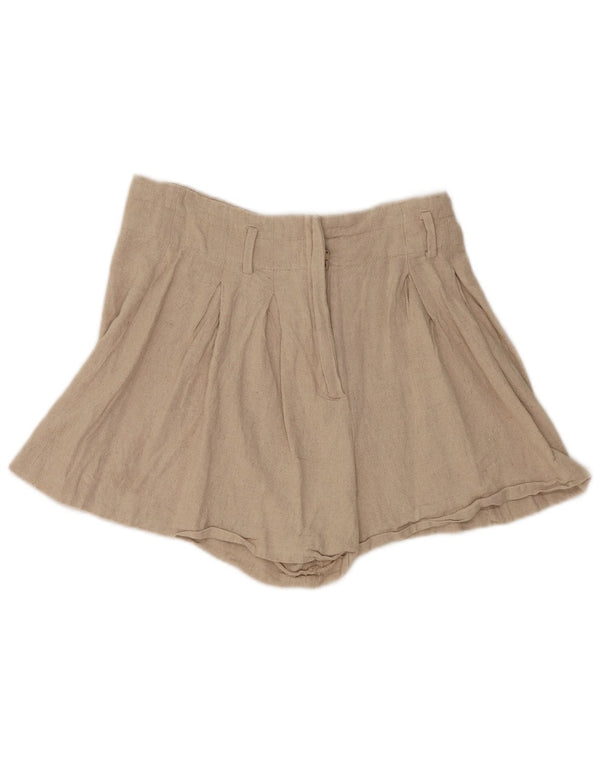 Zara Womens High Waist Pegged Hot Pants Small W26 Beige Linen