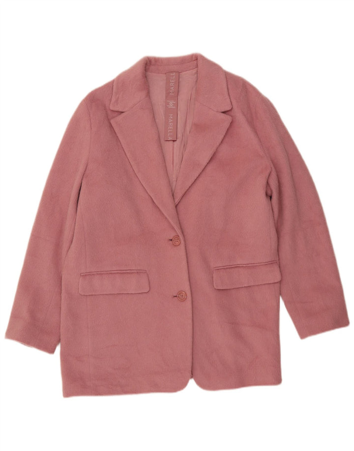 Marella Womens Longline 2 Button Blazer Jacket IT 48 XL Pink Wool