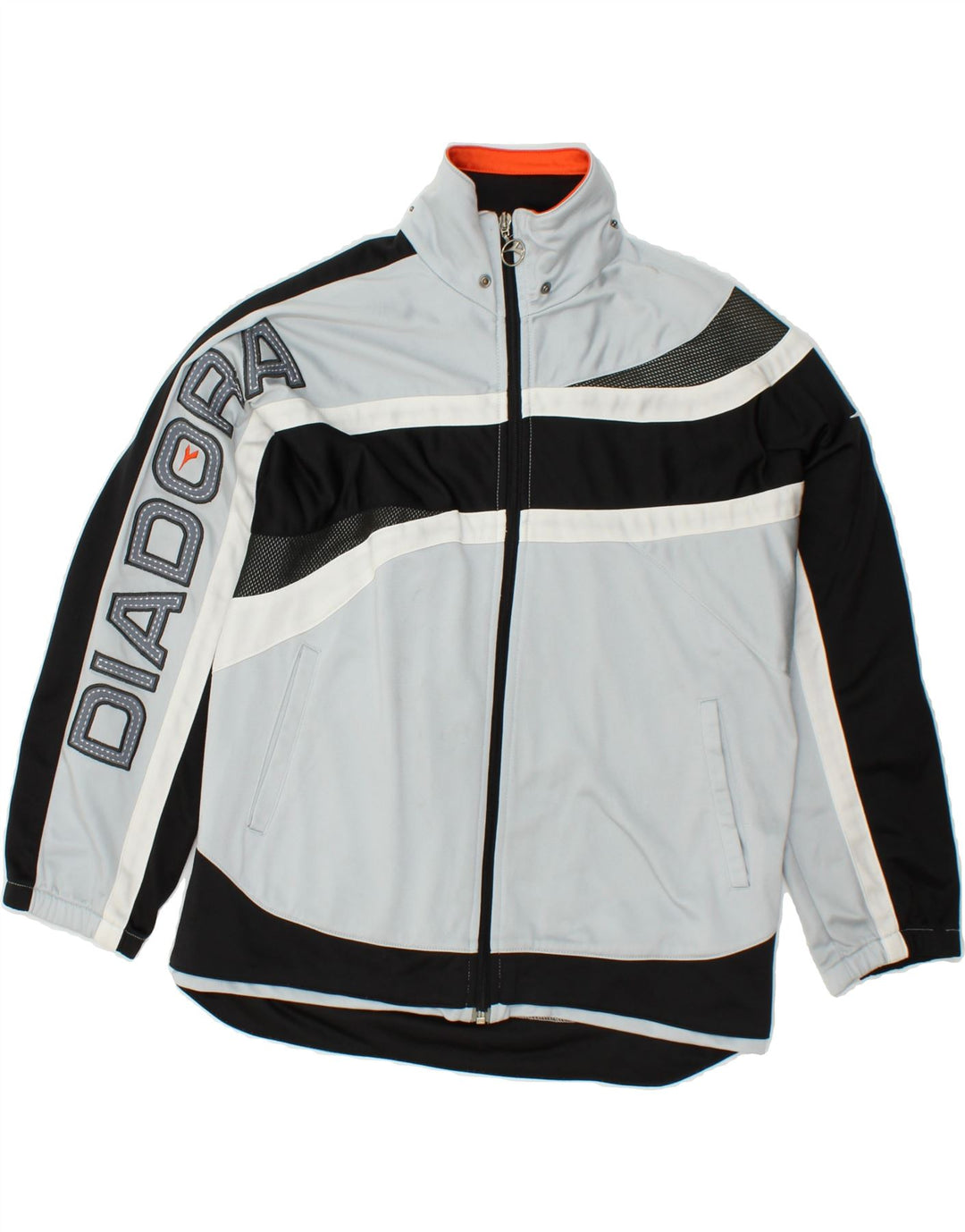DIADORA Boys Graphic Tracksuit Top Jacket 15-16 Years Grey Colourblock | Vintage Diadora | Thrift | Second-Hand Diadora | Used Clothing | Messina Hembry 
