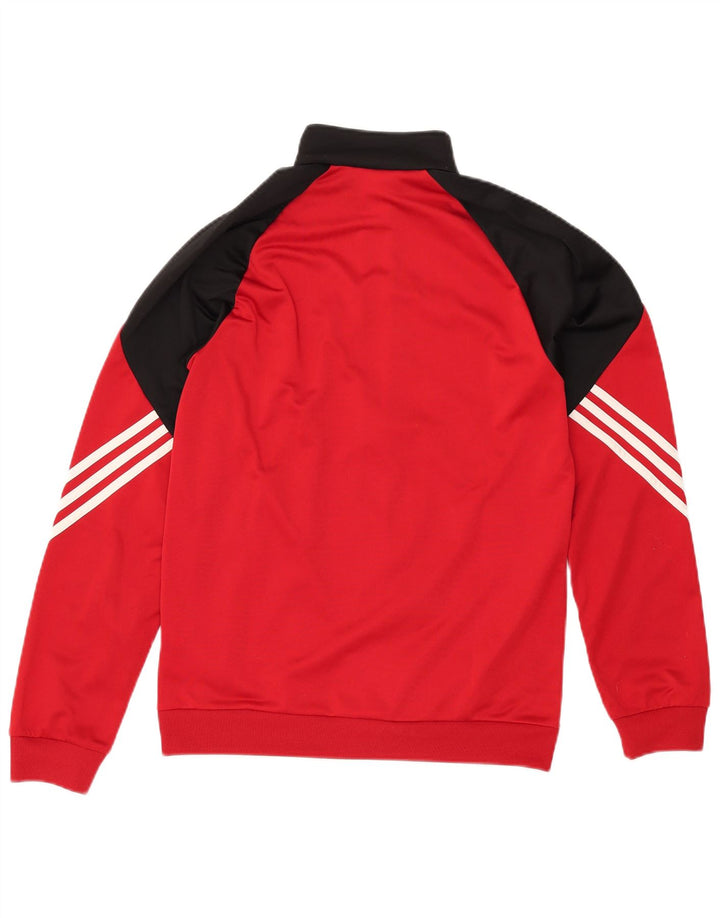 Adidas Mens Tracksuit Top Jacket Small Red Colourblock Polyester
